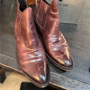 Women’s Maroon color Leather Ankle Boots. Size 39